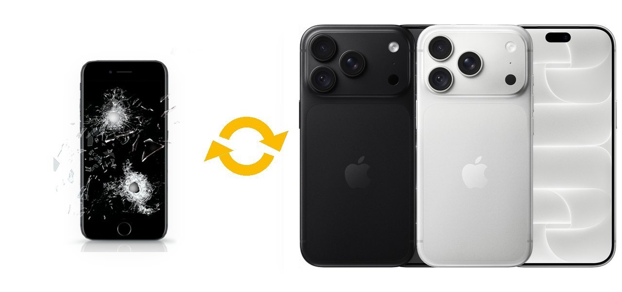 Обмен разбитого старого iPhone на новый iPhone 18 Pro в чёрном или серебристом цвете в Яблоки Trade IN Тверь